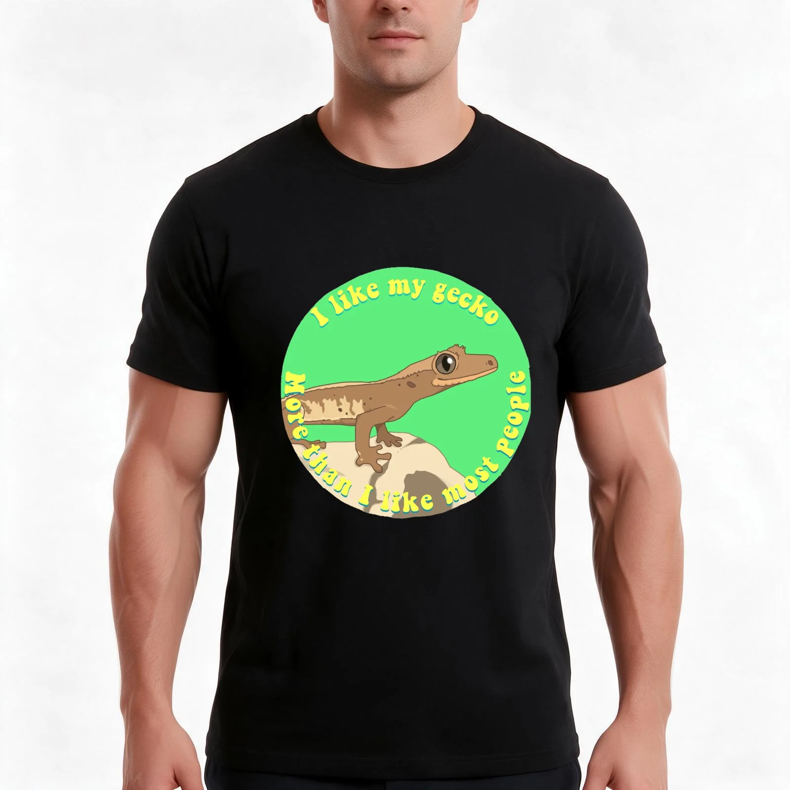 I like my gecko more than I like most people T-Shirt, Summer Casual Cotton Tee, Oversized Streetwear Tops, Vintage Graphic Print