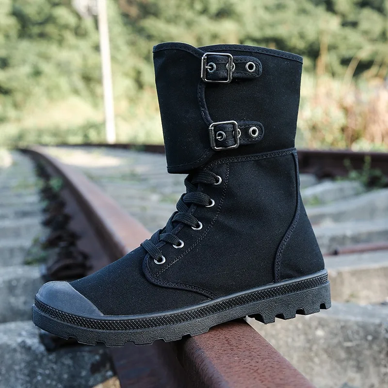 Classical Men Desert Boots Canvas Mens Working Safty Shoes High Top Tooling Boots Men\'s Ankle Boots Fashion botas masculino