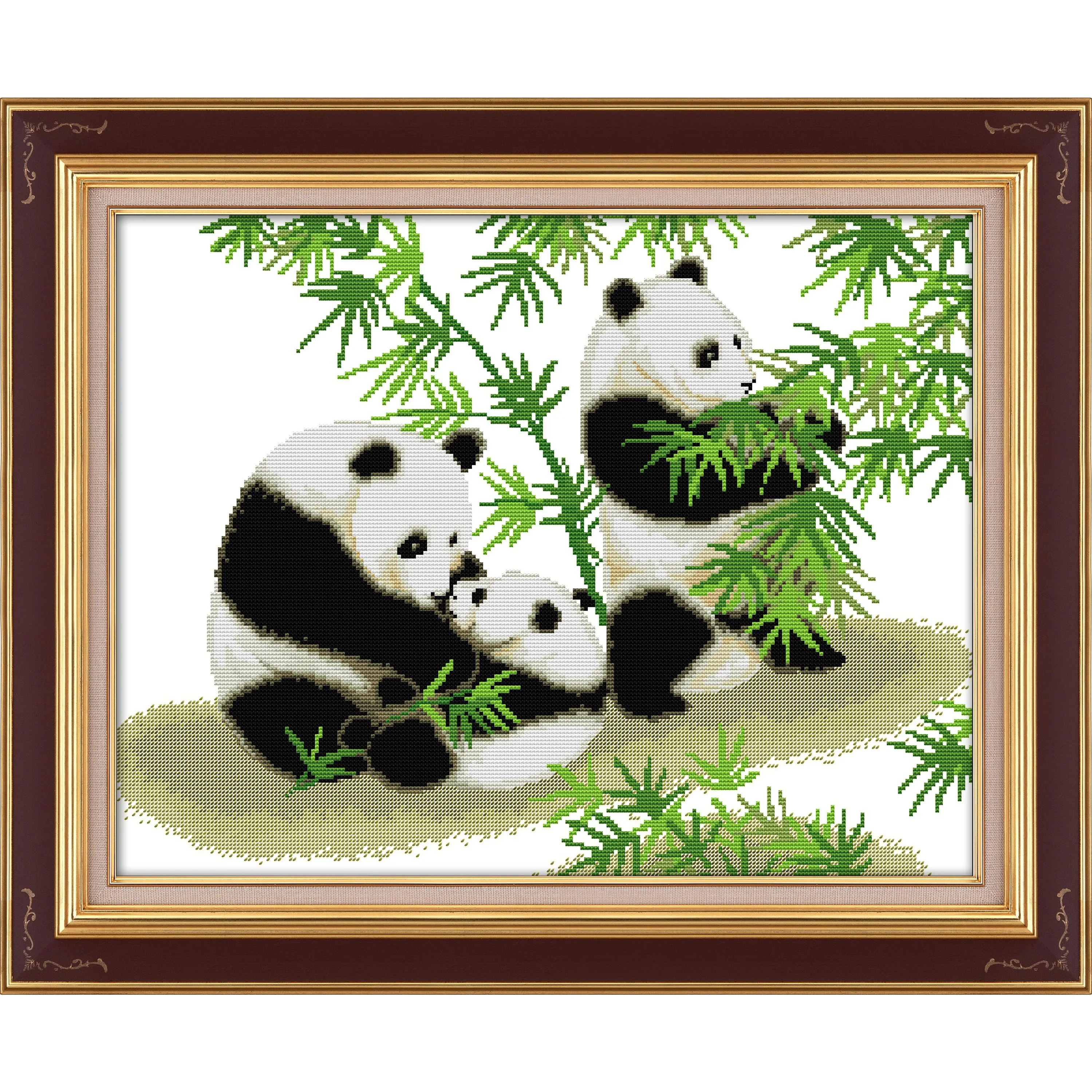 

Soulgift News Pre-Printed Cross Stitch Kit, Stamped Aida Fabric with DMC Threads, Embroidery Kit - Panda--national Treasure