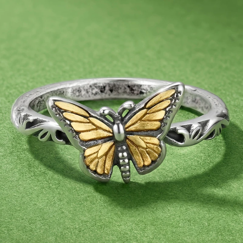1pc Vintage Butterfly Ring for Women Engagement Anniversary Party Jewelry Gift  Accessory Excellent Choice for Holiday Gift