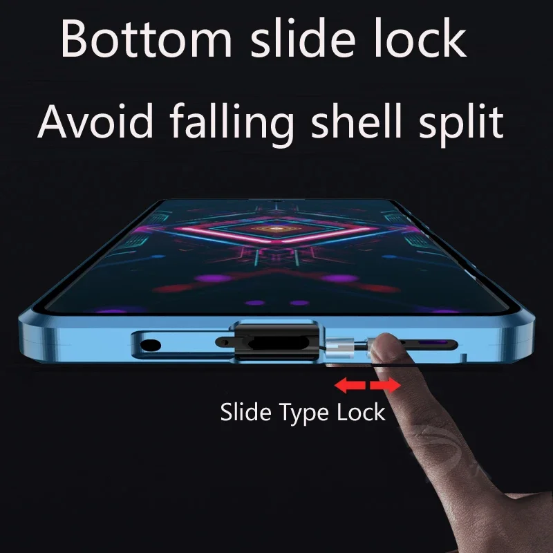 Metal Double Sided Glass Snap Lock Case For XIAOMI MI Poco X6 F6 M4 Pro 5G Lens Protection Cover Cases