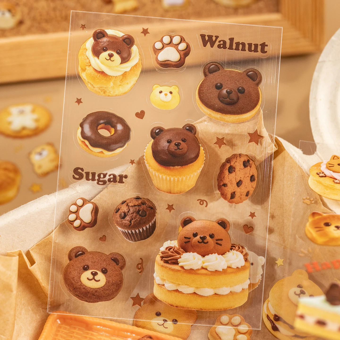 20sheets Baking Story Series Kawaii Cartoon Food Animal Biscuit Cake Die Cutting Stickers Book DIY Diary Scrapbook Aesthetic Sti