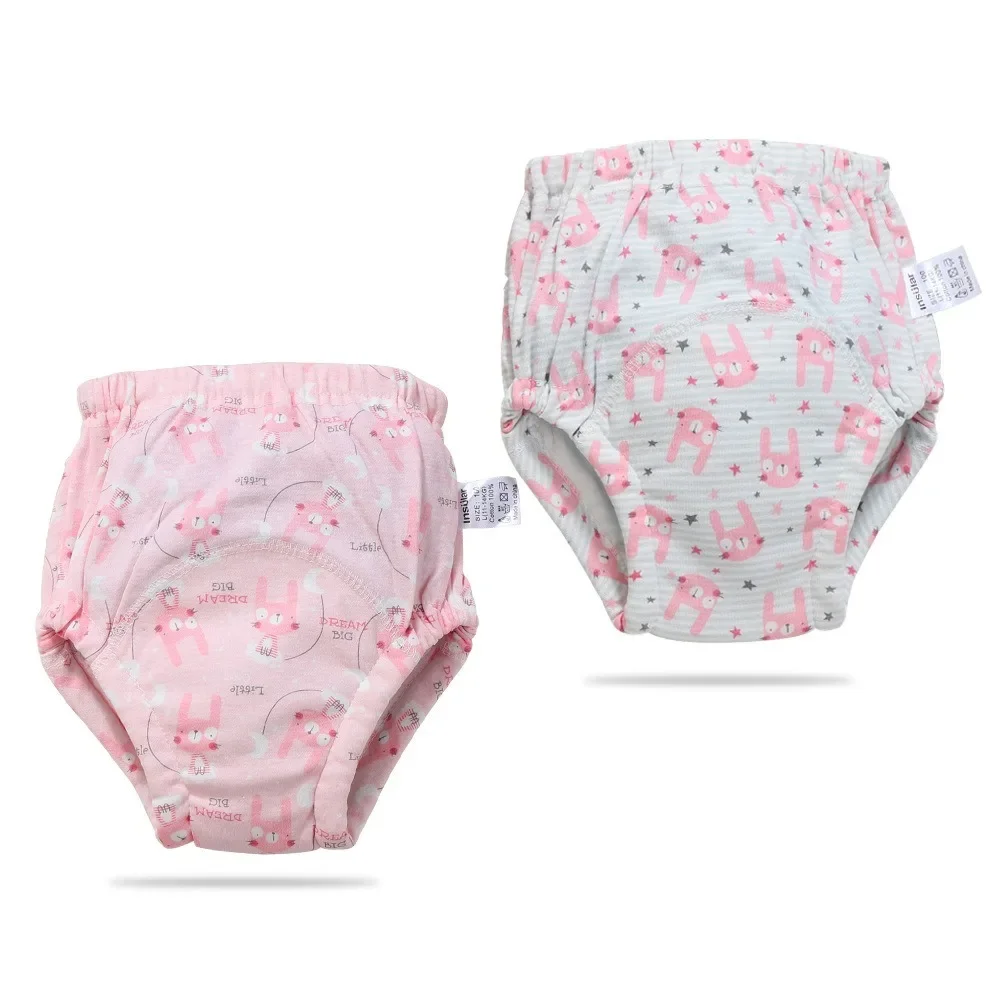 2 pz/set Pantaloni di Addestramento Del Bambino Pannolini Per Bambini Pannolini Riutilizzabili Pannolino Del Panno Del Pannolino Lavabile Capretti Del Cotone Del Bambino Pantaloni di Formazione Mutandine E Boxer Pannolino