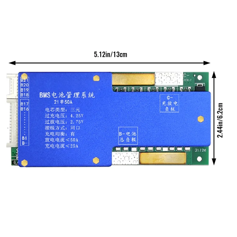 21S 50A Ternary Lithium Battery Protection Board 76V Charge and Discharge with Voltage Balance Bms Function for E-Bike