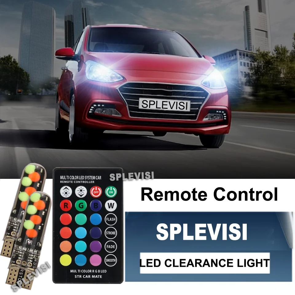 

2xT10 W5W Remote RGB COB LED Clearance Light Bulb Silica IP68 For Honda Civic Accord CR-V FR-V HR-V Fit Insight Legend S2000