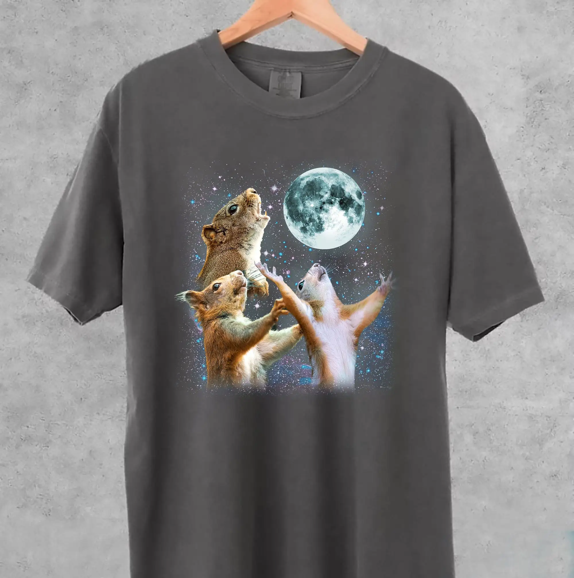 Comfort Colors 3 Squirrel Moon Howling Head Funny For T Shirt