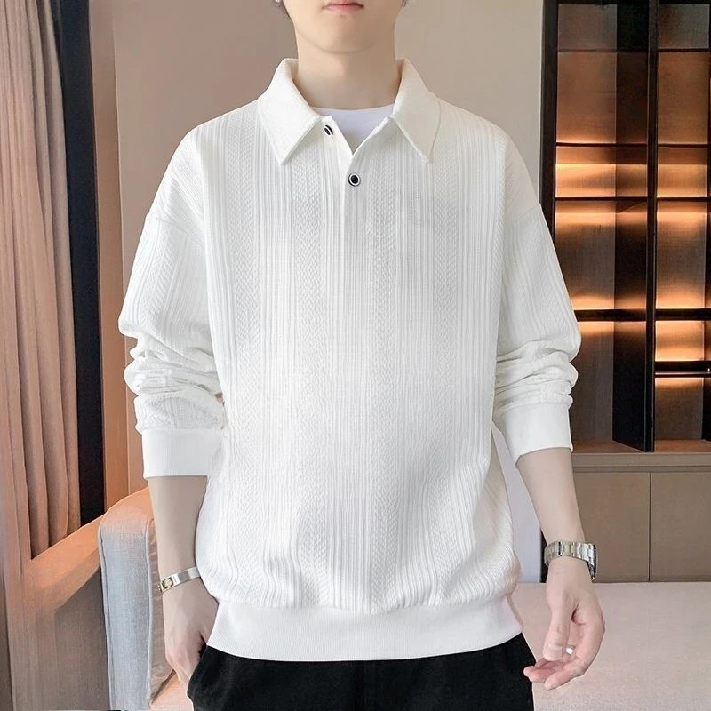 Men's Autumn Collared Pullover Sweatshirt – Loose Fit Premium Casual Long Sleeve Top