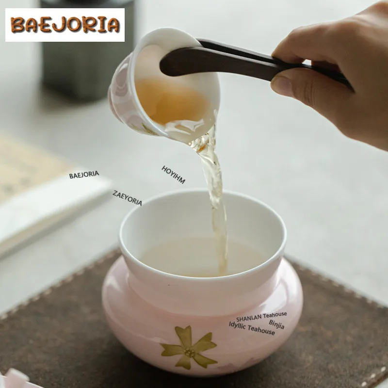 Hand-painted Sakura Jianshui Antique Washing Cup Bowl Writing-brush Washer Tea Residue Bucket Tea Garbage Can Chaxi Ornaments