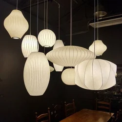 Luz colgante danesa para escalera, lámpara de seda para Bar, tienda de ropa, linterna, pantalla, luces de comedor, Tatami, Lustre