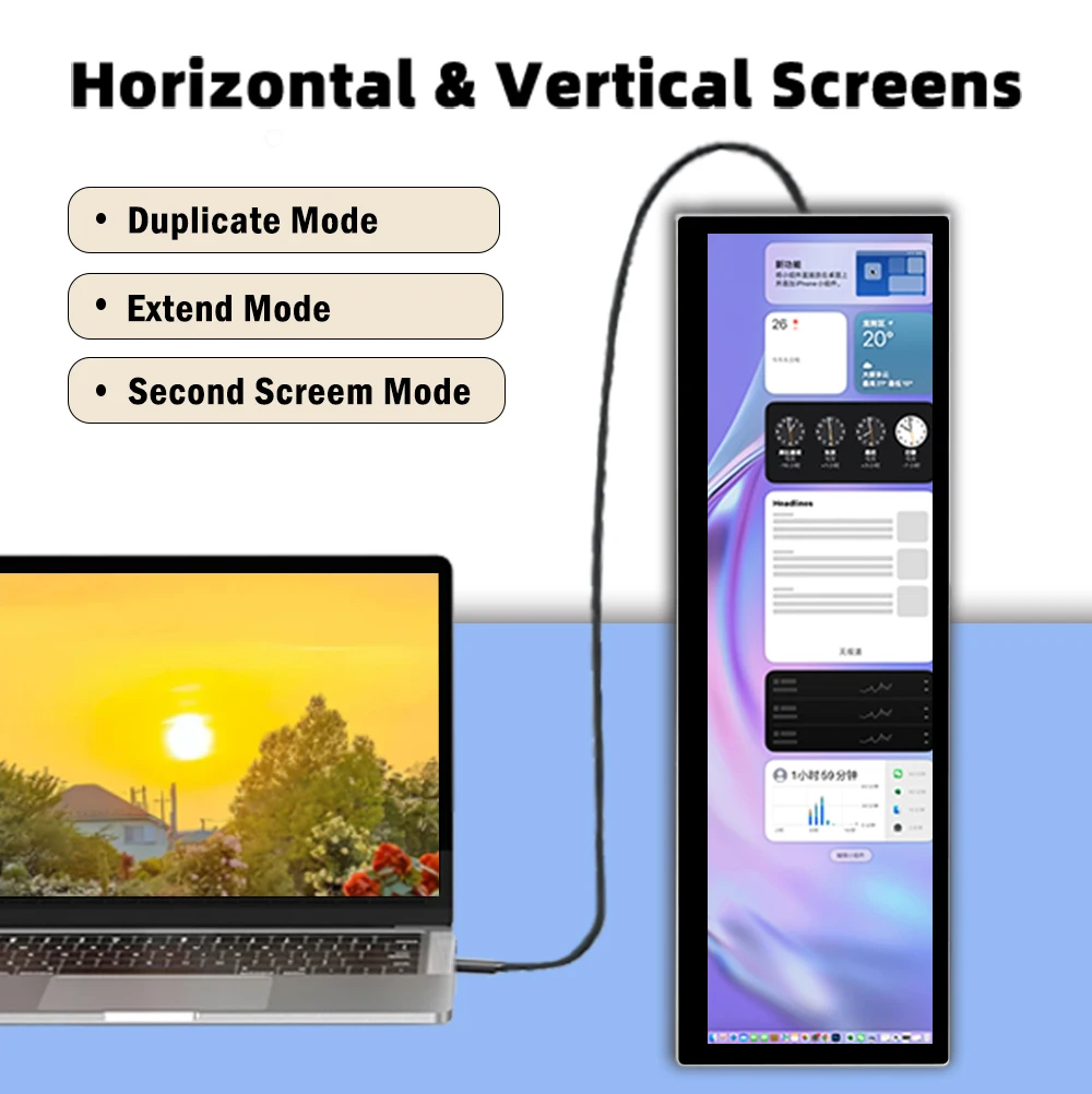 14.5 Inch 2.5K 2560x720 Touchscreen Portable Monitor 32:9 Ultrawide IPS Type-C HDTV VESA 75mm for Laptop PC