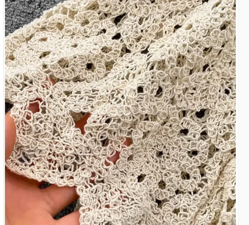 european style Hook Flower Hollow Crochet pants Women Beach Seaside hollow out pant