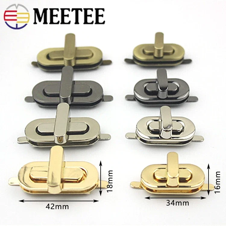 2/4pcs Meetee 42*18/34*16mm Bag Turn Twist Lock Buckles Metal Purse Handbag Decor Mortise Closure Clasp DIY Hardware Accessories