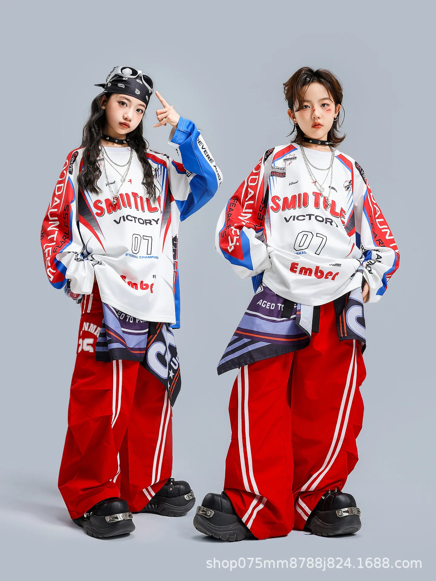 

Современный хип-хоп костюм для мальчиков: контрастный свитшот, брюки для уличных танцев, комплекты уличной одежды для девочек, детская одежда для джаза, костюм для K-pop