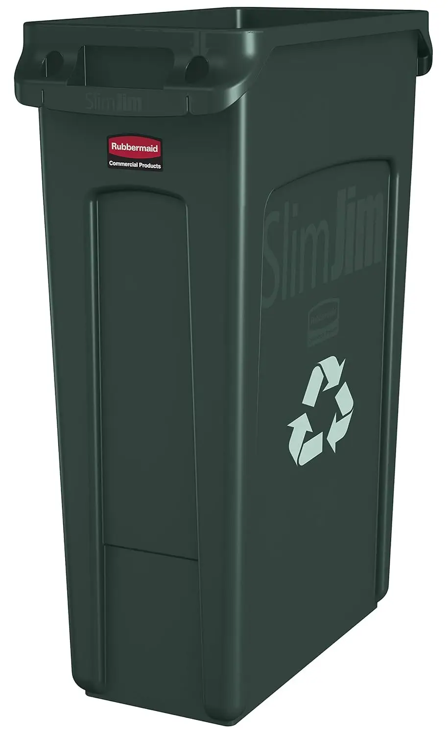 Rubbermaid Commercial Products Slim Jim Plastic Rectangular Recycling/Compost Bin with Venting Channels, 23 Gallon