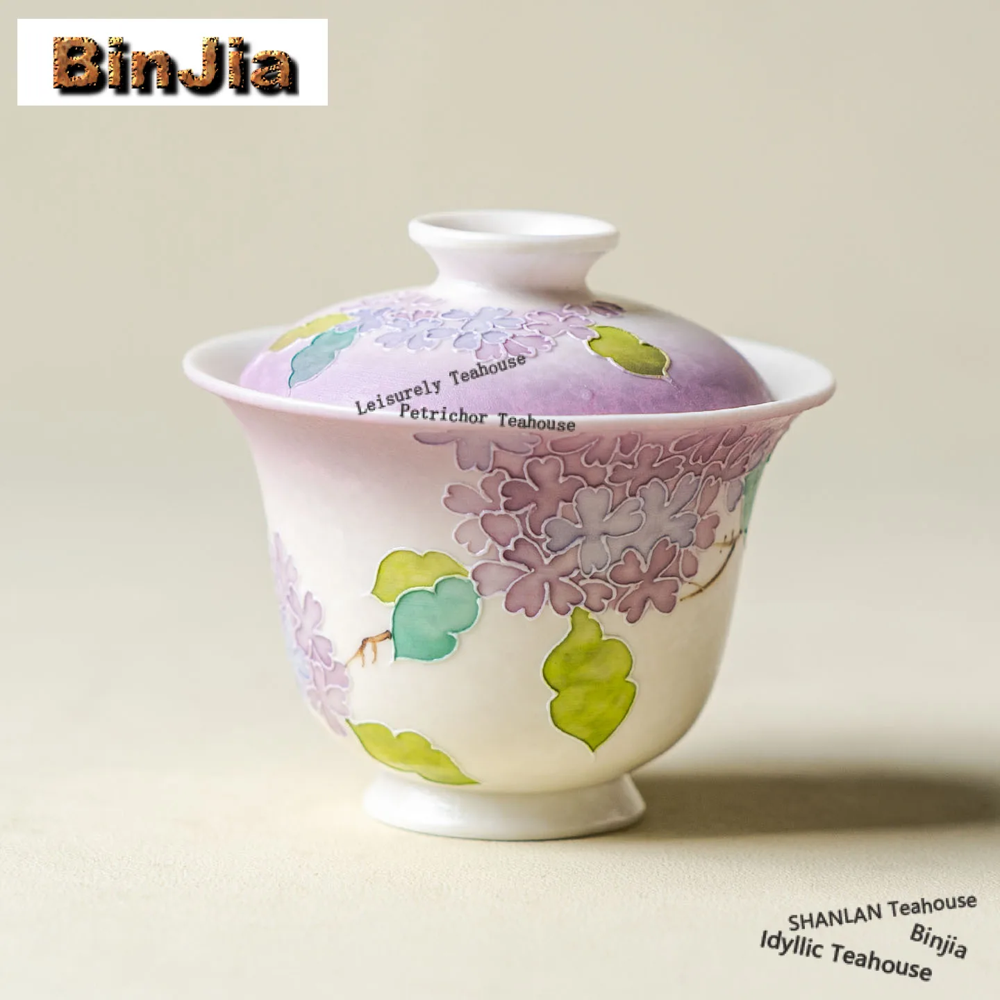 

100ml Hand-painted Hydrangea Flower Gaiwan Vintage Tea Tureen Tea Bowl With Lid Kit Tea Brewing Cover Bowl Drinkware Craft Gift