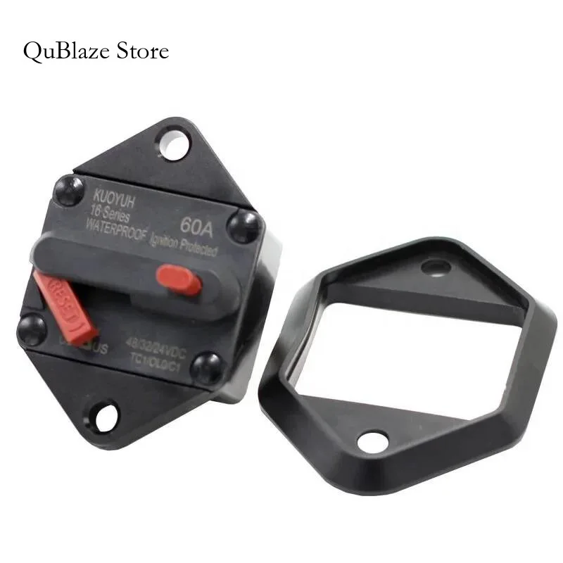 60A Auto Audio Marine Boat DC Motor Operator Circuit Breaker Fuse Holderwith Manual Reset Button