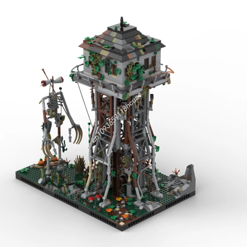 2158 stücke MOC Verlassene Wachturm Halloween Modell Bausteine Geburtstag Bildung Architektur Spielzeug Ziegel Weihnachten geschenke
