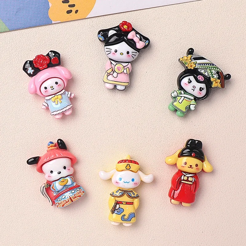 5pcs Cute Court Sanrio Series Cartoon Resin Flatback Charms for Diy Resin Crafts Materials Scrapbooking Embellisdment