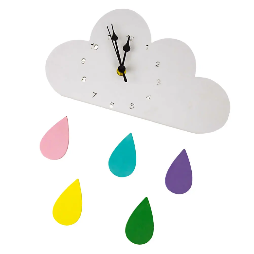 1pc Silent Clock Cartoon Cloud Wall Clock For Kindergarten Bedroom Living Room Office Decorative Timepiece Noiseless
