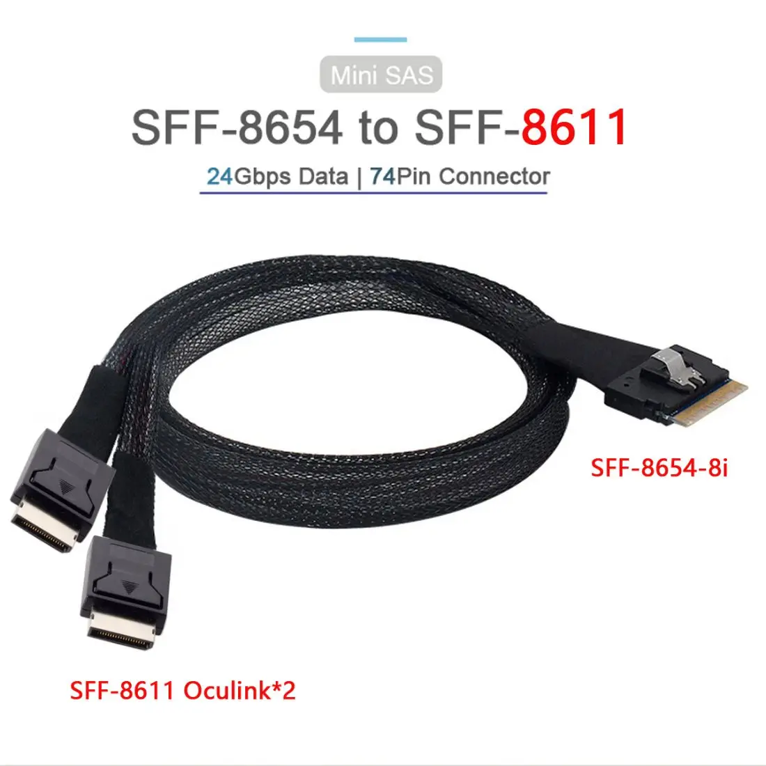 Imagem -05 - para Dual Oculink Sff9611 Pci-e Ultraport Slimline Sas Slim 4.0 Cabo 50cm Pci-express cy Xiwai-sff8654 8i 74pin