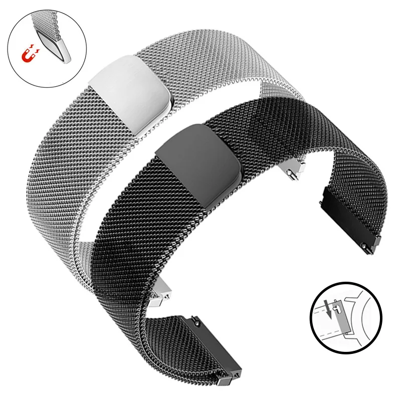 ENXI Stainless Steel Watchband Suitable for Huawei GT3 Watch3/Pro Magnetic Milan Mesh Belt GT2/GT2e B6/B5 Men's and Women's