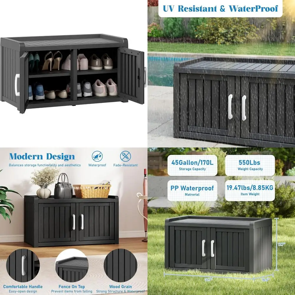 

dual-tier outdoor shoe cabinet: weather-resistant storage with adjustable shelves