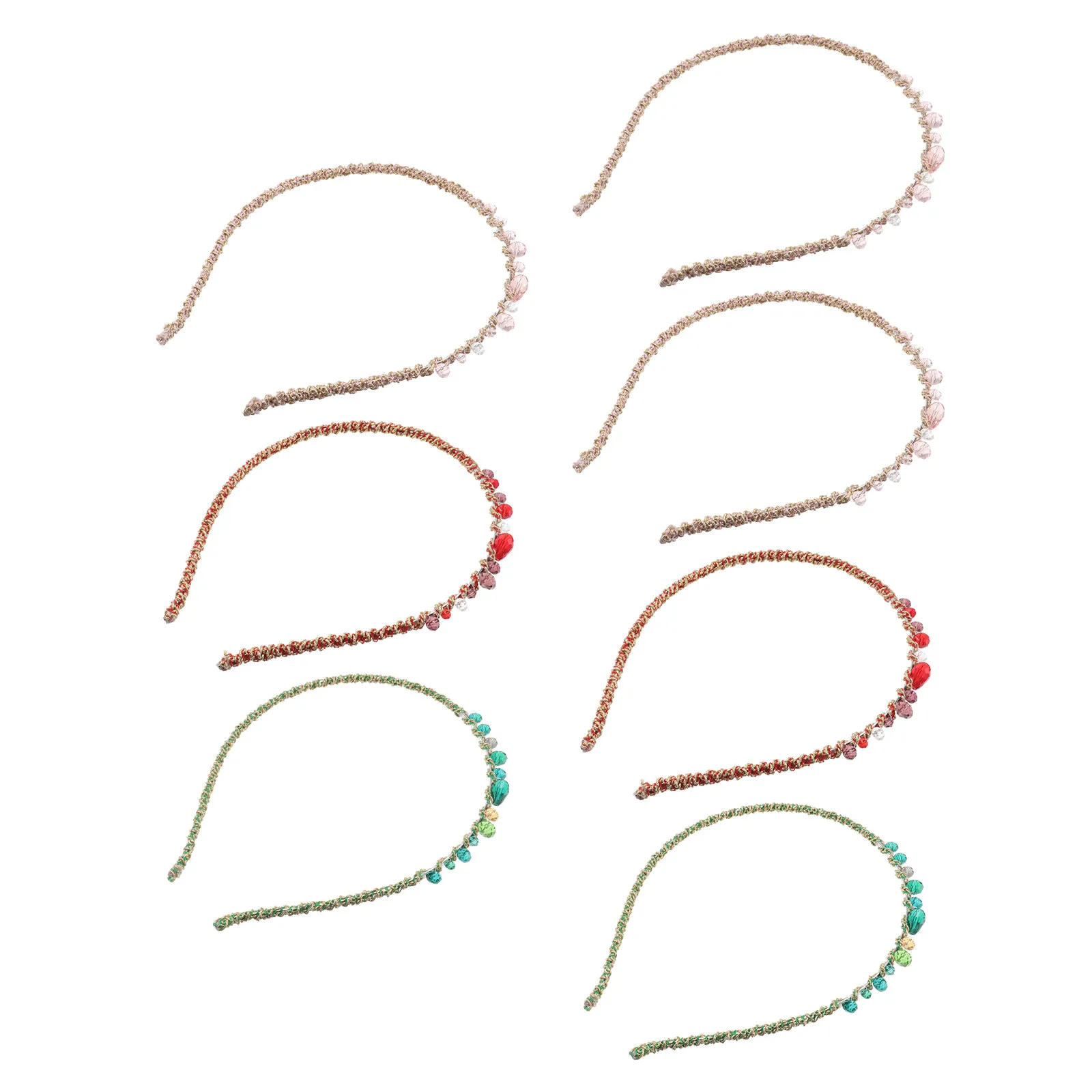 

7Pcs Women Crystal Headbands Set Gold Wire Sparkle Hair Bands Fashionable Dainty Stylish Accent for Beauty