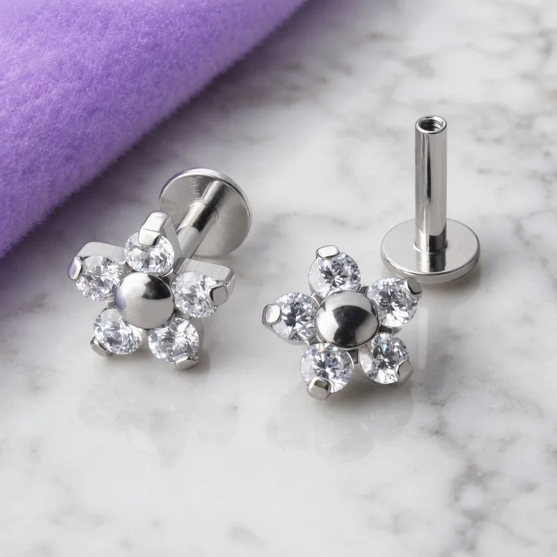 10Pcs Internally Threaded ASTM F136 Titanium Earrings for Cartilage Helix Tragus Conch Piercing Body Jewelry Labret Lip Studs