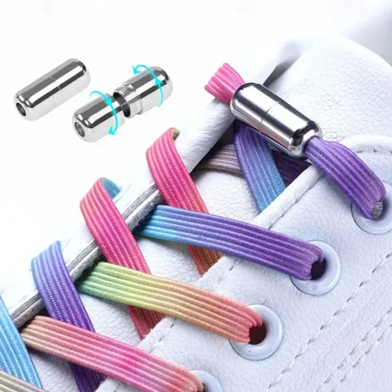 Metal Capsule Shoelaces Semicircle Buckles No Tie Buckle Connector for Shoes Sneakers Shoelace Kids Adult Quick Tie Shoe Laces