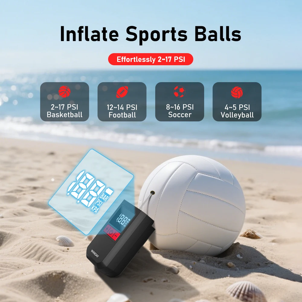 P100 Electric Ball Pump - Durable & Shock-Resistant Air Pump for Sports Balls (Basketball, Soccer, Football, Volleyball) with Brass Needles, USB Rechargeable, 17 PSI Max Pressure
