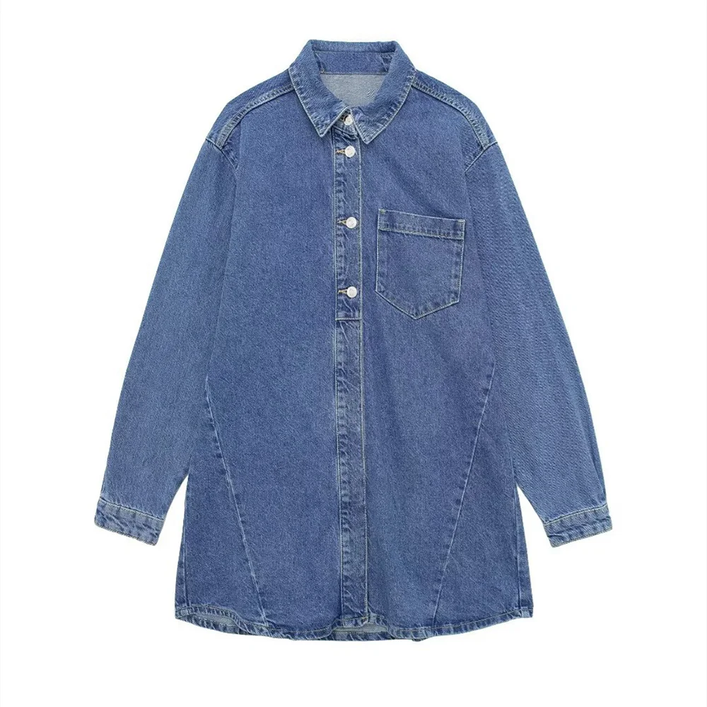 2024 Zarb Spring/Summer New Women's Fashion Street Style denim shirt style dress loose casual short skirt