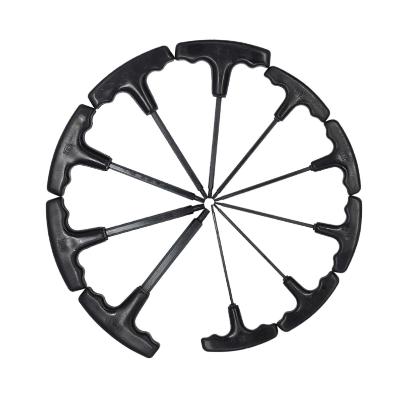 Jeu clés hexagonales avec tête plate, poignée en forme T, clé 2 à 10mm, clés multifonctions pour l'entretien mécanique,