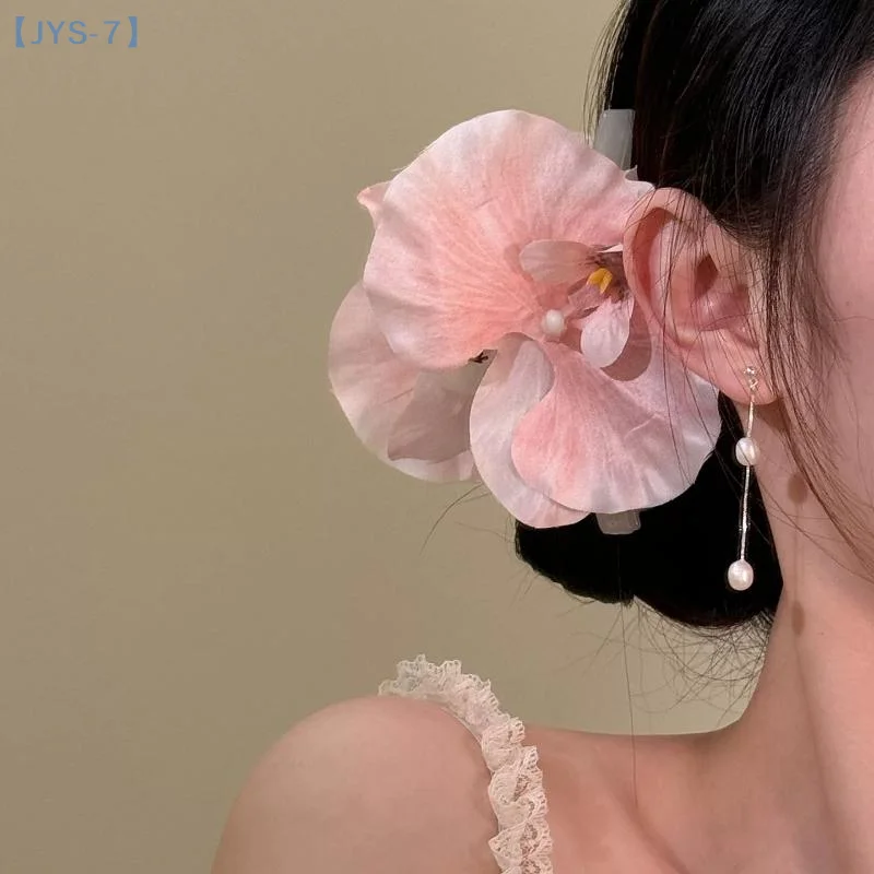 

Butterfly Orchid Flower Hair Claw Bohemia Barrettes Ponytail Clip Lily Flower Hairpin Grab Clip Large Shark Clip Beach Headdress