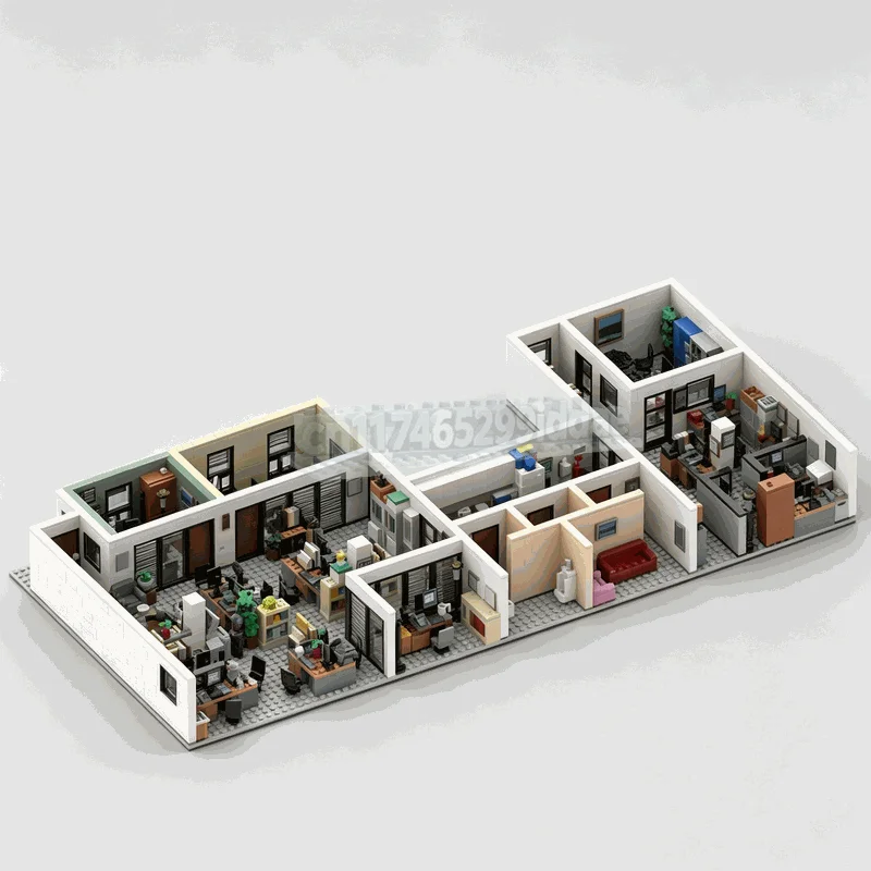 3187Parts The Office Expansion Set MOC Creative Modular Office Street View Building Blocks DIY Architecture Assembly Model Toy