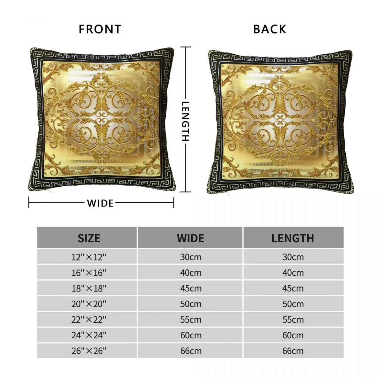 Ornate Baroque Gold Black Pillowcase Polyester Linen Velvet Printed Zip Decorative Throw Pillow Case Sofa Cushion Case 18