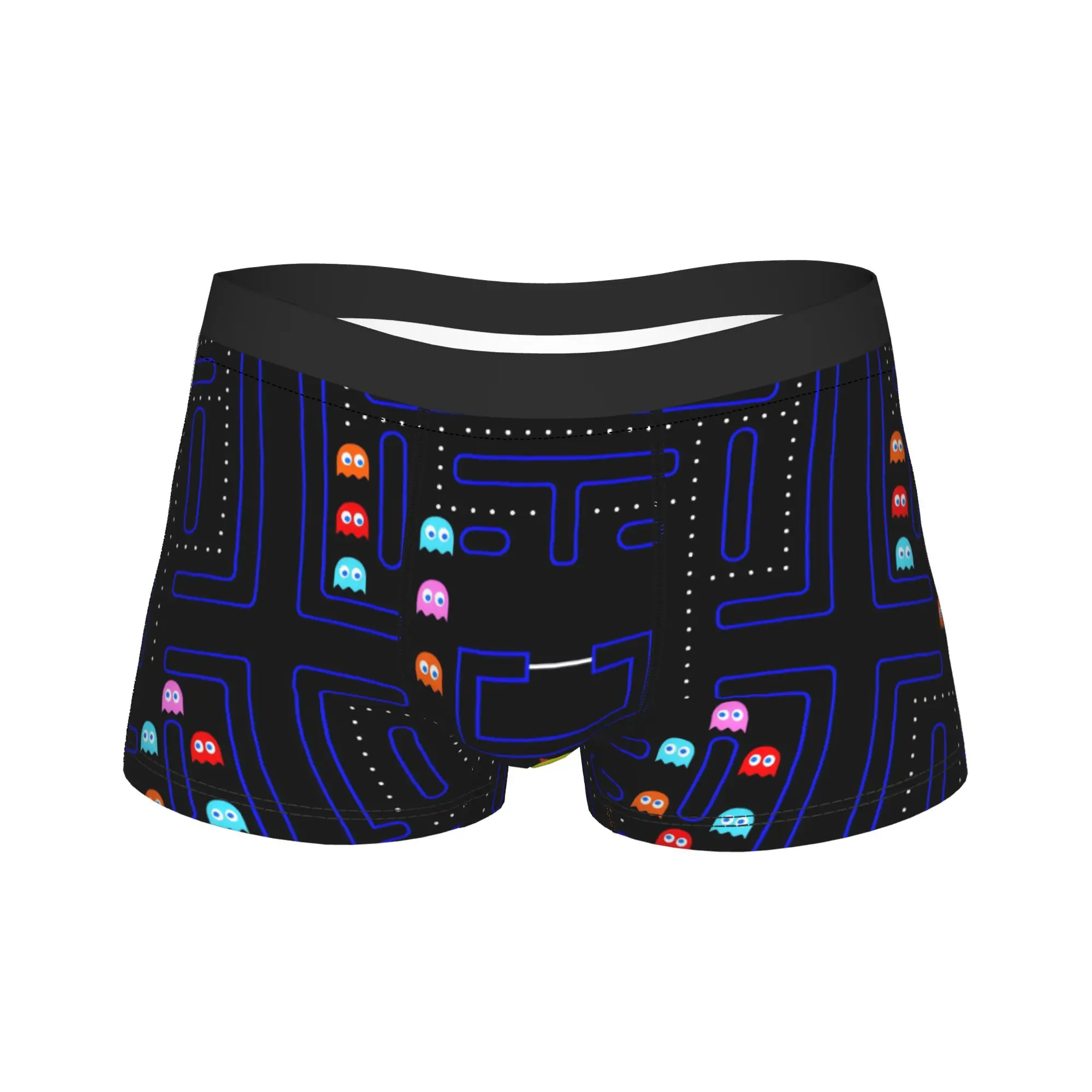 

Characters Allover Fabric Pac-Man Underwear Men Panties Custom Elastic Trunk Quality Boxer Brief Plus Size 2XL
