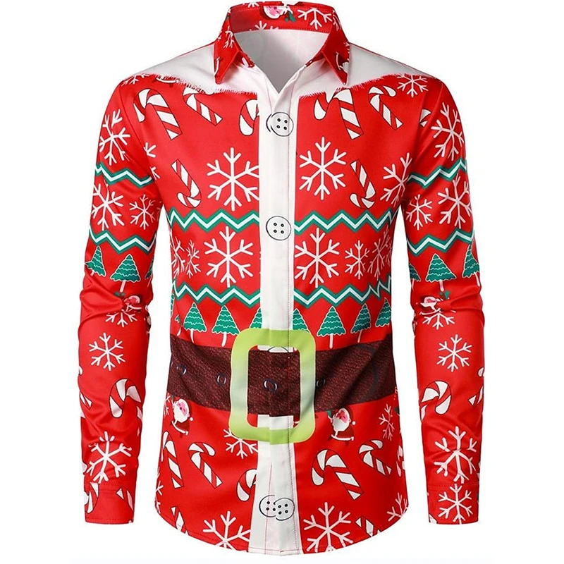 3D Christmas Gift Graffiti Printing Long Sleeve Shirts For Men Children Funny Fashion Shirts & Blouses Unisex Hawaiian Clothing