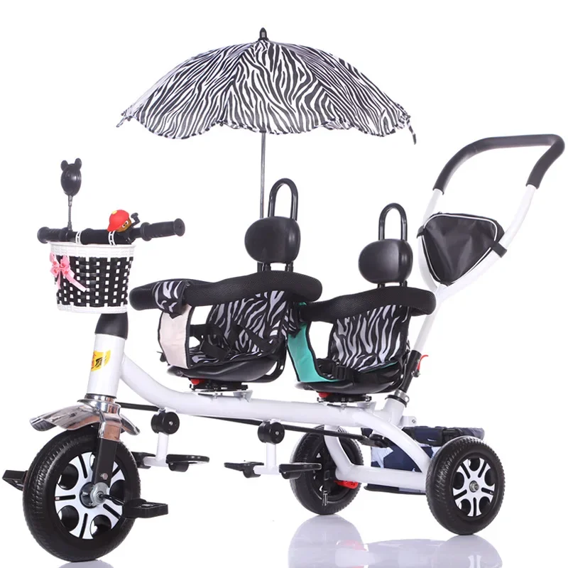 Baby Strollers Double Twin with Air Wheel  Universal Travel Baby Pram Children Tricycle Carriage for Sale Baby Push Trike