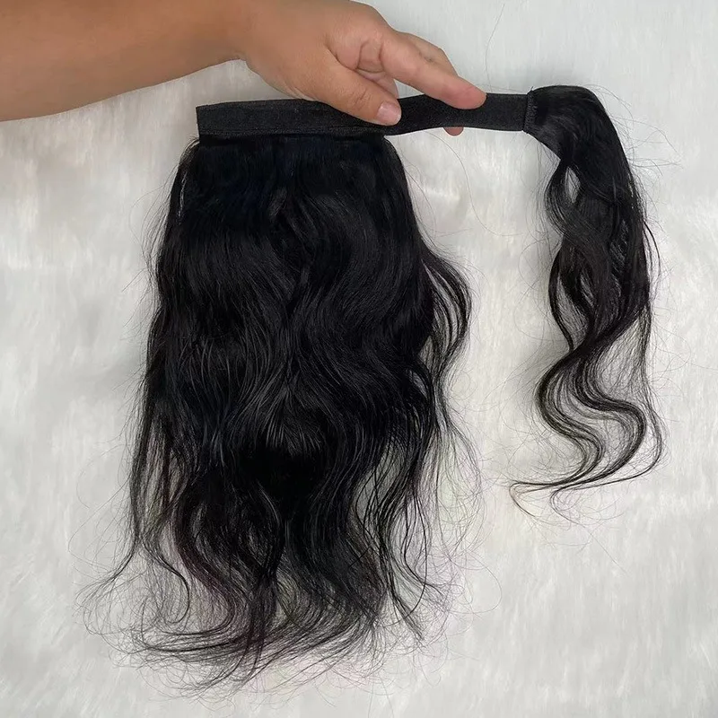 12A Coda di cavallo lunga ondulata hollywoodiana avvolgente Clip per capelli umani con onda del corpo in parrucchino biondo 8-30" per un look elegante da donna