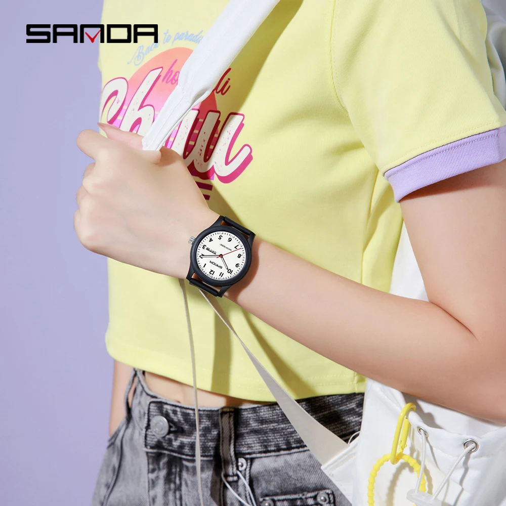 SANDA 3263 Fashion Leisure Minimalist Student Quartz Watch Calendar Night Light Sports Girls' Clock Fashion Children's Watch