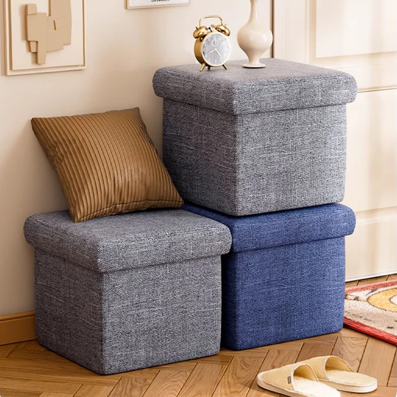 

Foldable Storage Box Fabric Storage Stools Box Multifunctional Organizer Boxes Shoe Stool Home Life Sundries Doll Toy Organizer