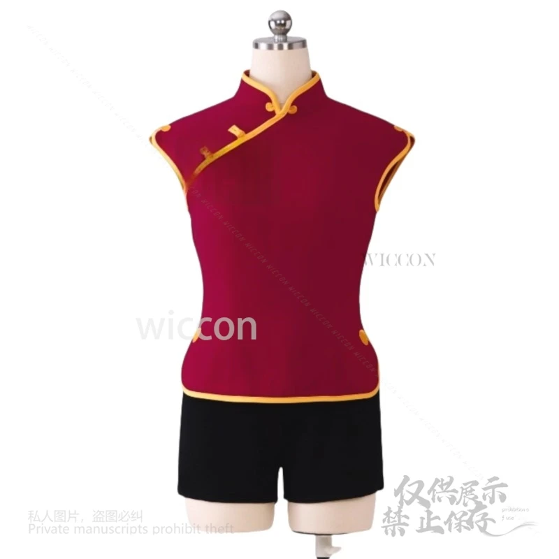 ملابس أنيمي جين كاجوريا التأثيرية تيماما زي أحمر علوي سروال باروكات لعب الأدوار ملابس الكونغفو ملابس تنكرية لحفلات الهالوين للبالغين XS-XL