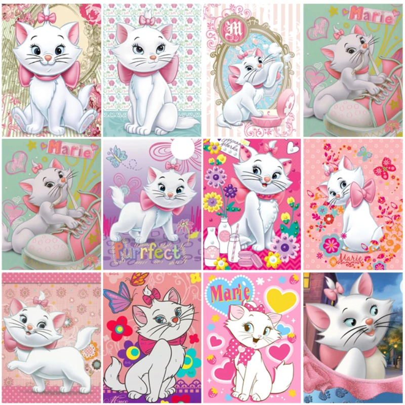 Disney 5D DIY Diamond Painting  Marie Cat Full Drill Cartoon Diamond Embroidery Mosaic Art Crafts Cross Stitch Kits Home Decor