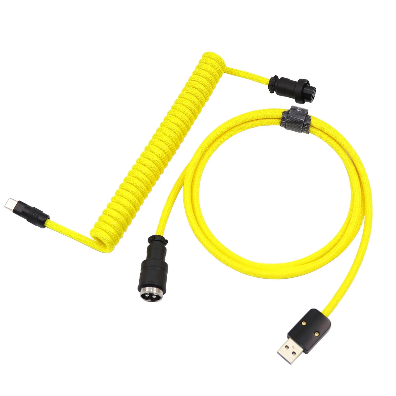 מתכת מותאם אישית usb כדי להקליד-c תקע מקלדת כבל מפותל חיית מחמד סוג שרוולים c כבל באביב עם טייס gx16 צבעוני