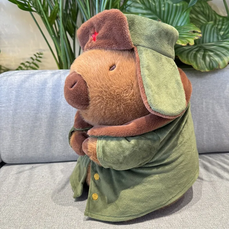 Capybara peluche jouet coton veste poupée manteau militaire dessin animé Capybara peluches peluche Animal coussin cadeau pour enfants filles garçons