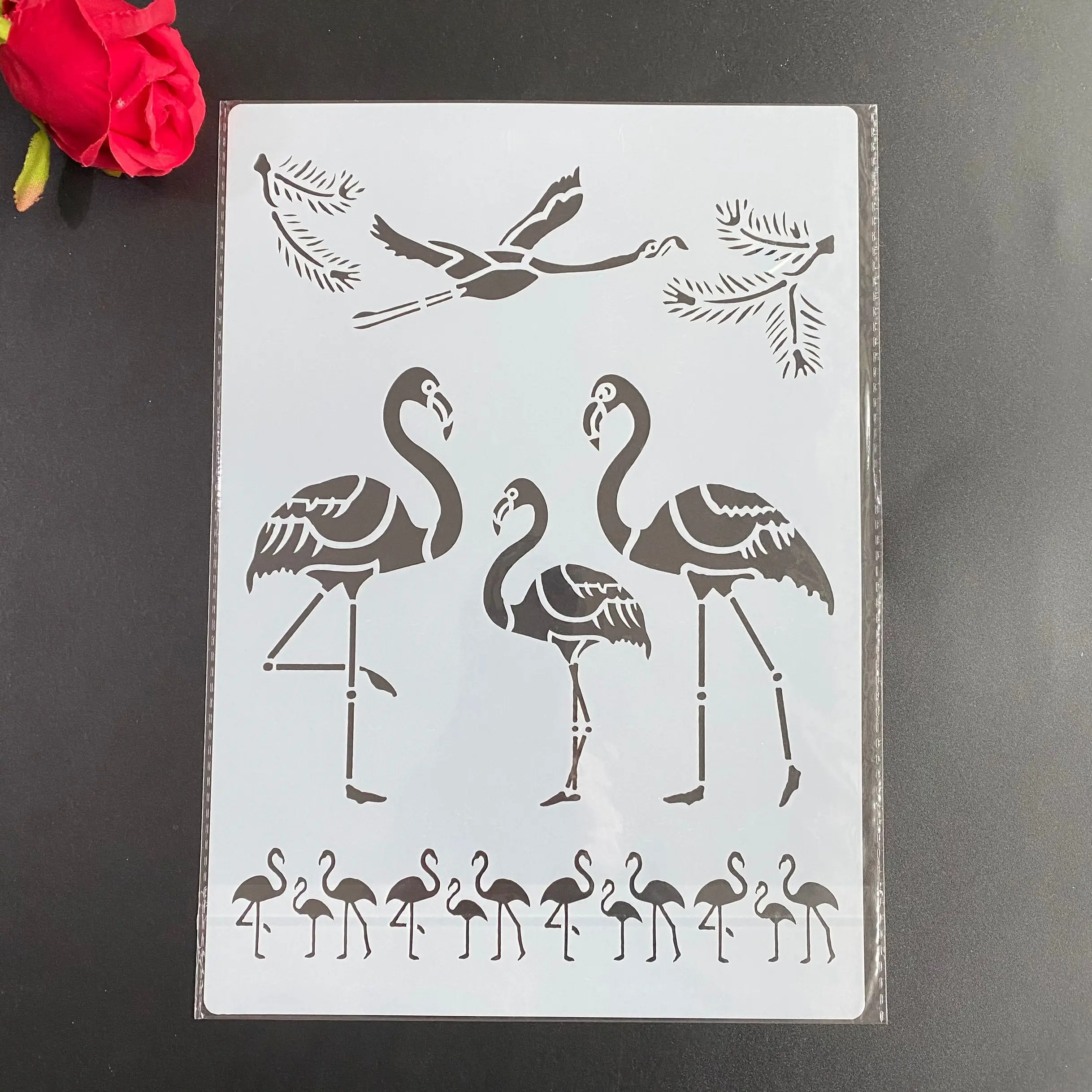 DIY Stencils Wall Painting Scrapbook Coloring Embossing Album Decorative Paper Card Template,wall 29 * 21cm A4  Flamingo