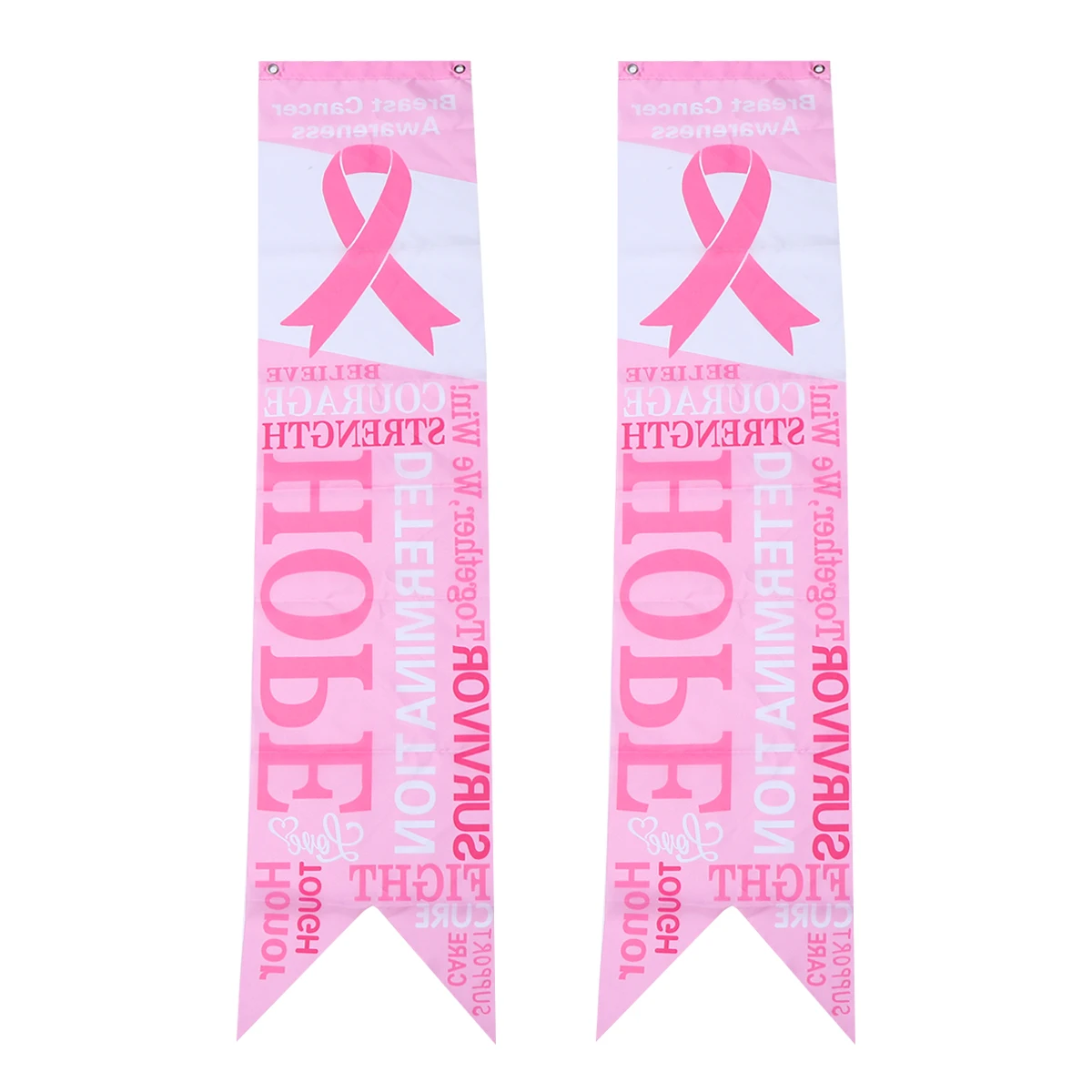 

2 Pcs Banners Pink Ribbon Hanging Flag Breast Cancer Flags Awareness Decorations Bunting