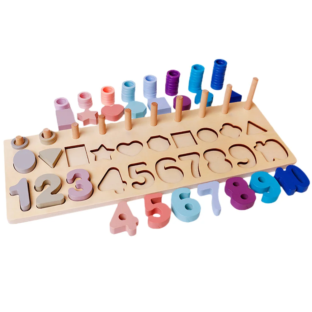 1 ensemble 1 ensemble Puzzle en bois enfant en bas âge Montessori forme correspondant jeu blocs enfants apprentissage éducatif pour âges 2-4 chiffres couleurs