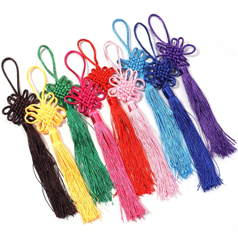 10PCS Handmade Chinese Knots Fortune Tassels Satin Silk Floss Tassel for New Year's Gifts Spring Festival DIY Craft Decor