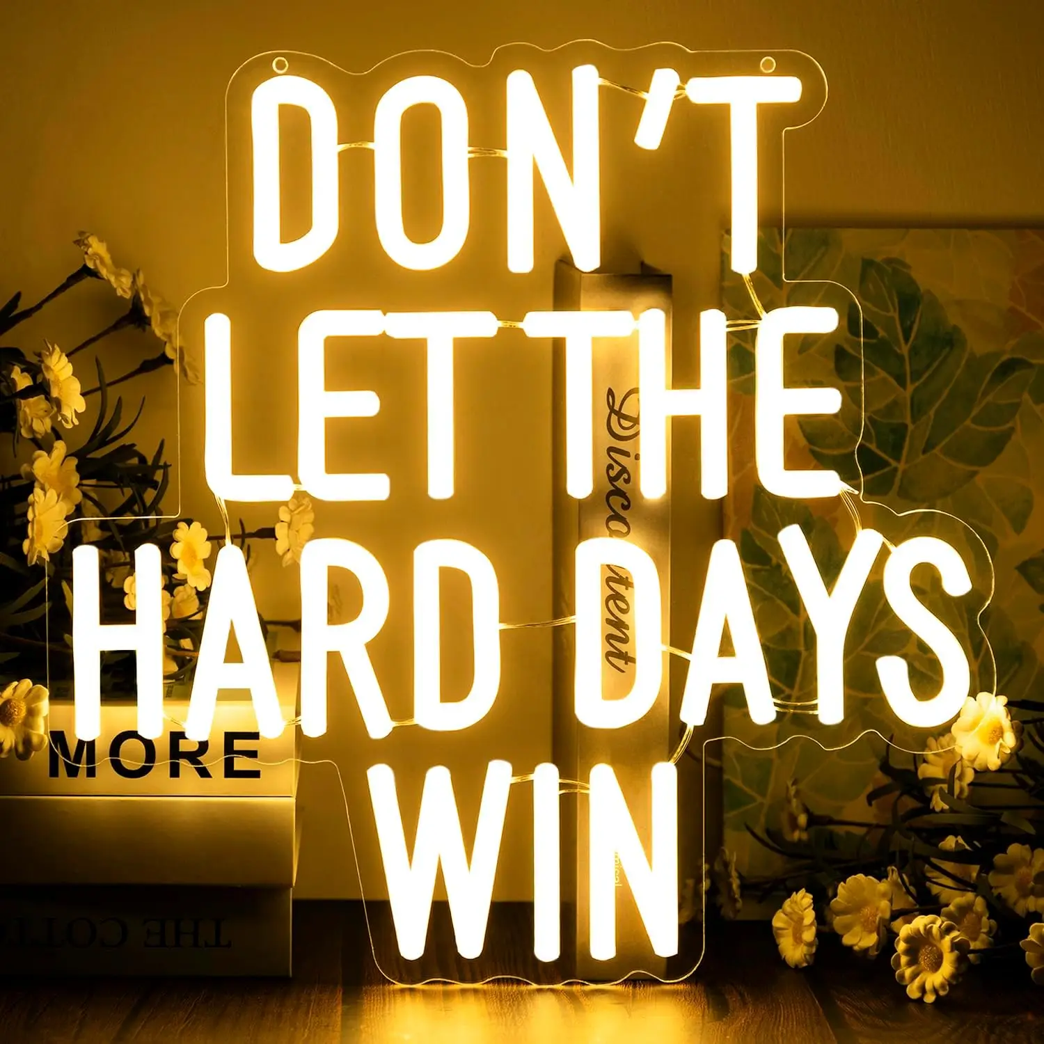  Don't Let The Hard Days Win LED Neon Sign USB Wall Light Inspirational Neon Lamp Bedroom Office Cafe Salon Home Decor Gift